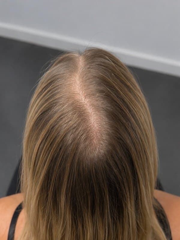 Tricopigmentation, dessus de tête, femme, Avant
